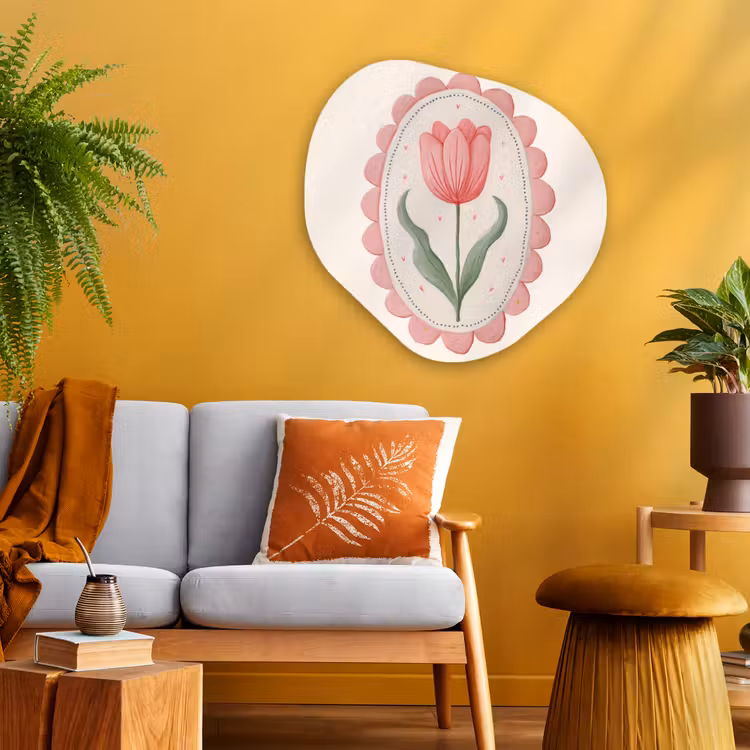 Tulp - Lijst - Ovaal - Illustratie Wandcirkel Organisch Plexiglas middel -sfeer4