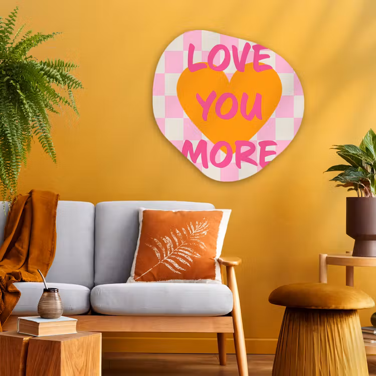Valentijn - Love - Roze - Oranje Wandcirkel Organisch Plexiglas middel -sfeer4
