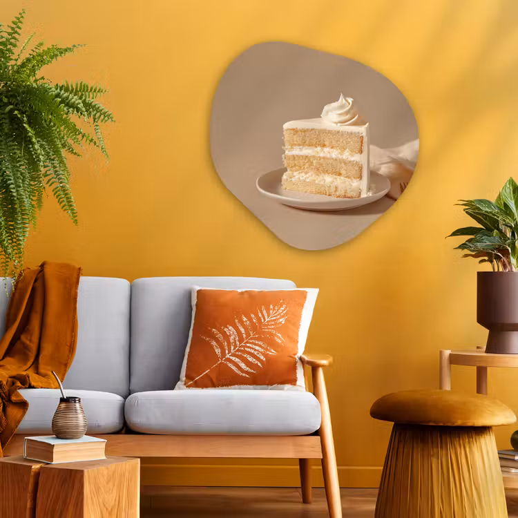 Vanilletaart - Cake - Romig Wandcirkel Organisch Plexiglas middel -sfeer4