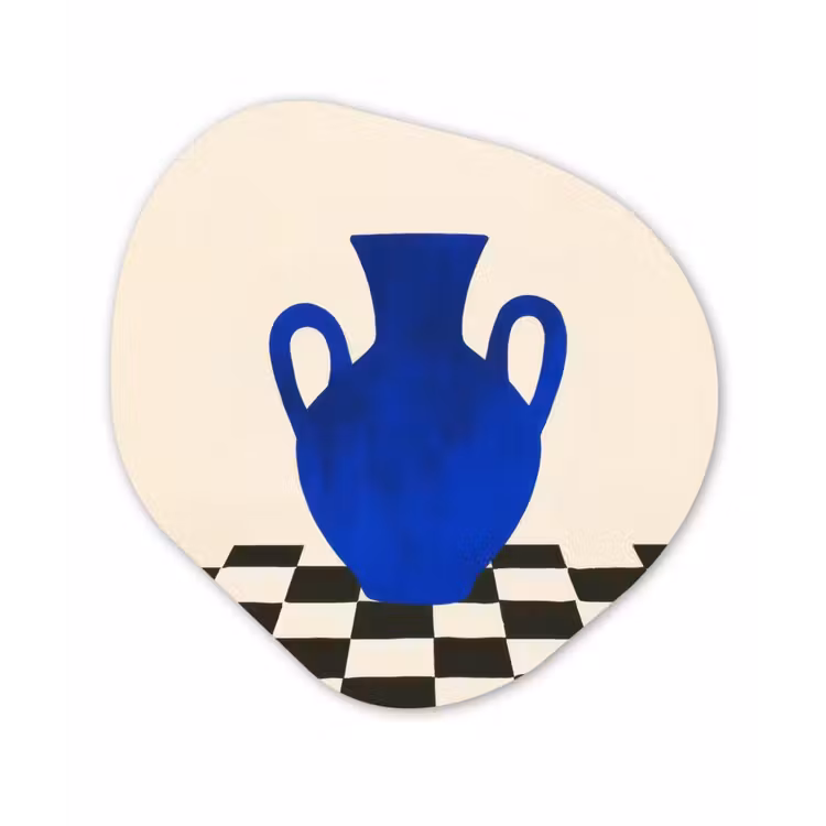 Vaas - Blauw - Geblokt - Modern Wandcirkel Organisch Plexiglas middel -3d