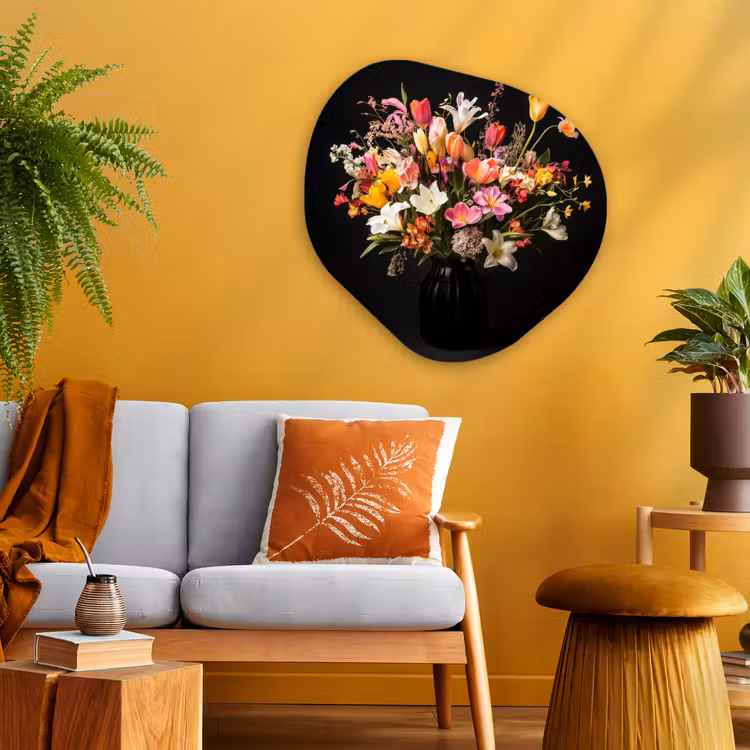 Vaas - Bloemen - Tulpen Wandcirkel Organisch Plexiglas middel -sfeer4