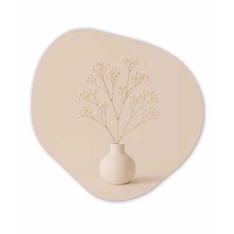 Vaas - Takken - Bloemetjes - Wit Wandcirkel Organisch Plexiglas middel -3d