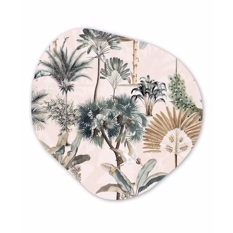 Inductie afdekplaat - Vintage - Jungle - Dieren - Natuur - Inductie beschermer Wandcirkel Organisch Plexiglas middel -3d