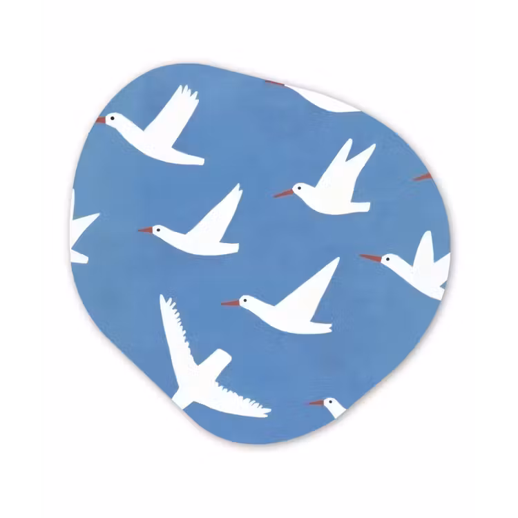 Vogels - Wit - Patroon Wandcirkel Organisch Plexiglas middel -3d