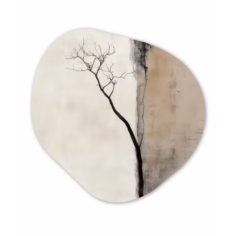 Wabi sabi - Plant - Beige Wandcirkel Organisch Plexiglas middel -3d