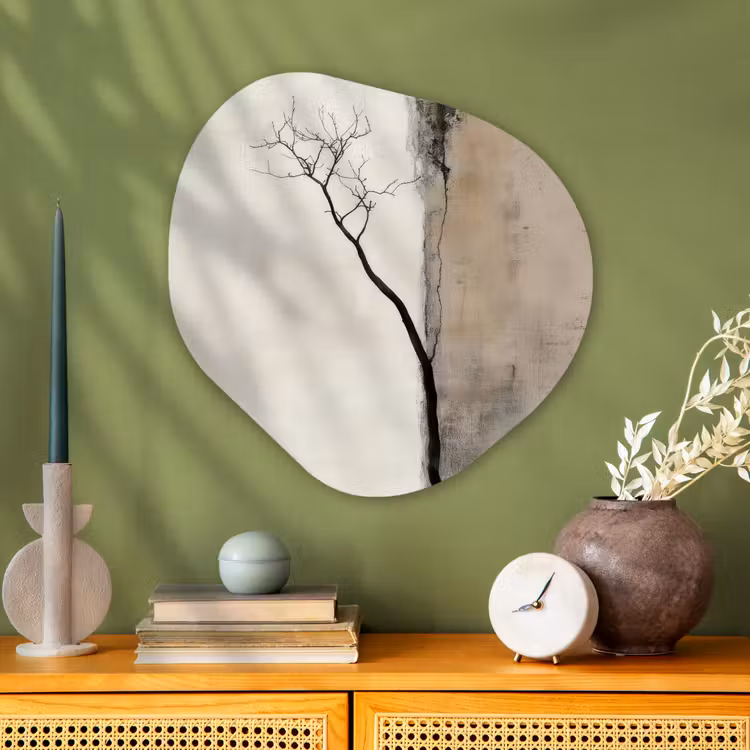 Wabi sabi - Plant - Beige Wandcirkel Organisch Plexiglas middel -sfeer2