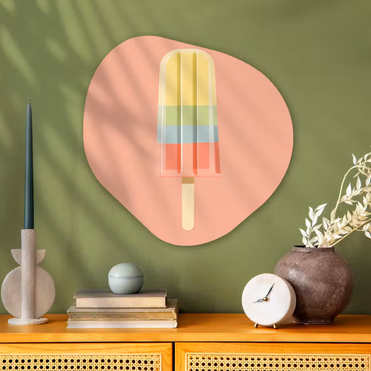 Waterijsje - Pasteltinten - Minimalistisch Wandcirkel Organisch Plexiglas middel -sfeer2