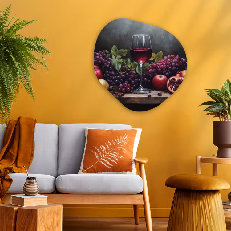 Wijn - Fruit - Stilleven Wandcirkel Organisch Plexiglas middel -sfeer4