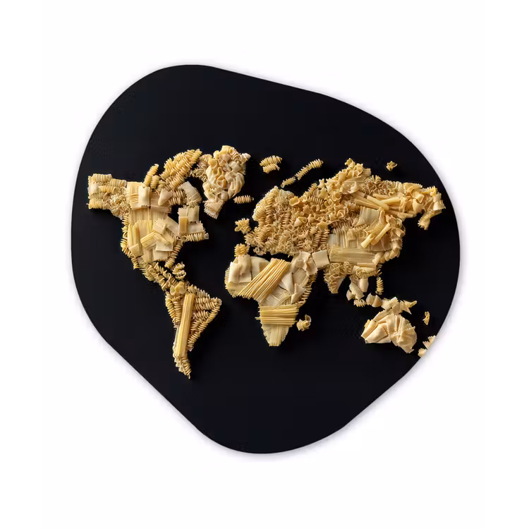 Wereldkaart - Specerijen - Kleurrijk Wandcirkel Organisch Plexiglas middel -3d
