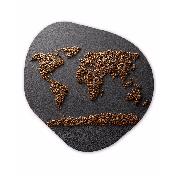 Wereldkaart - Koffie - Grijs Wandcirkel Organisch Plexiglas middel -3d