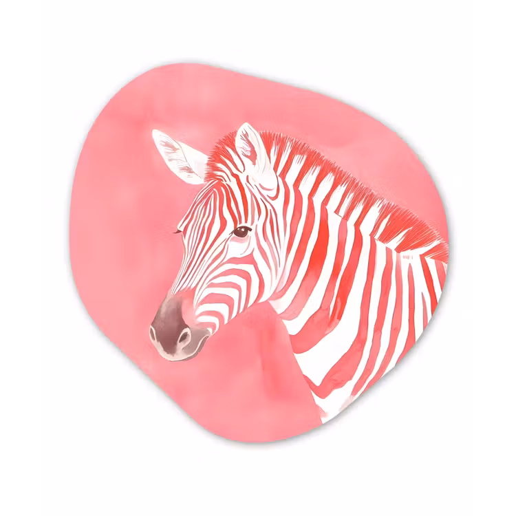 Zebra - Pink - Verf Wandcirkel Organisch Plexiglas middel -3d