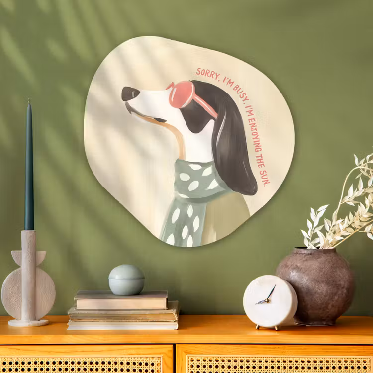 Quote - Hond - Zonnebril Wandcirkel Organisch Plexiglas middel -sfeer2