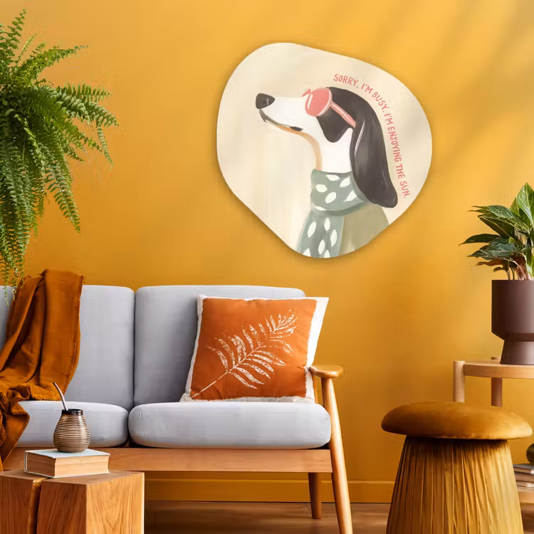 Quote - Hond - Zonnebril Wandcirkel Organisch Plexiglas middel -sfeer4