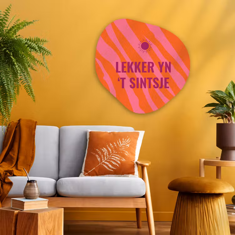 Quote - Zomer - Roze Wandcirkel Organisch Plexiglas middel -sfeer4