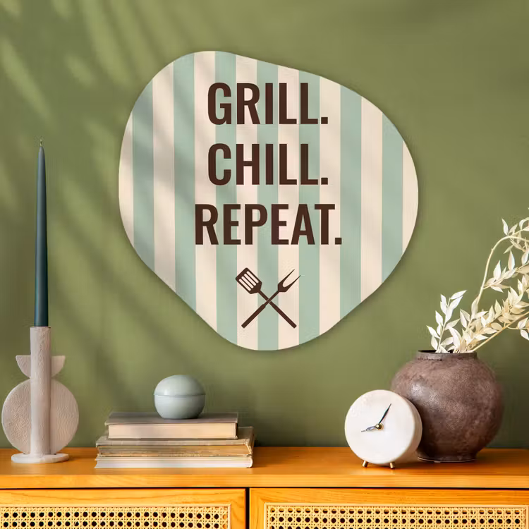 Quote - Strepen - Grill Wandcirkel Organisch Plexiglas middel -sfeer2