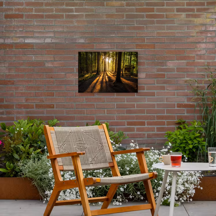 Avondlicht in het bos Tuinposter op houten frame 2 cm dik klein -sfeer3