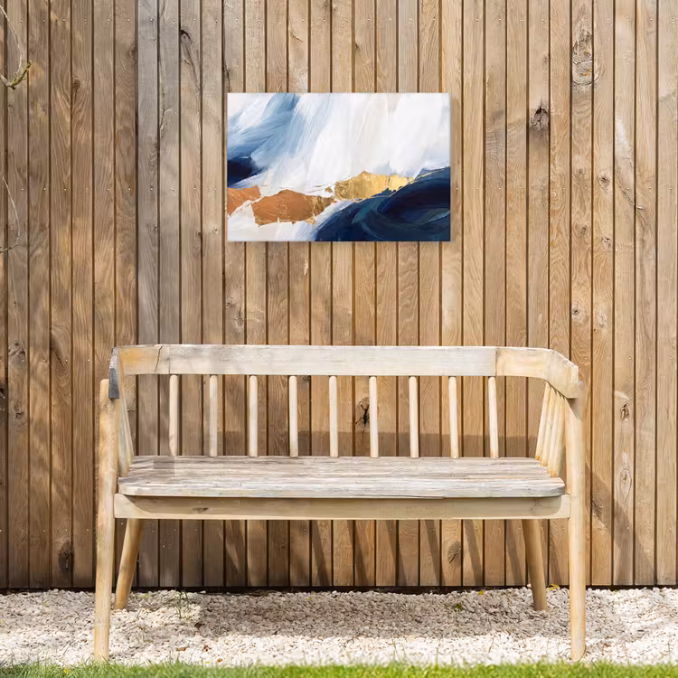Abstract - Acryl - Blauw - Goud - Elegant Tuinposter op houten frame 2 cm dik klein -sfeer4