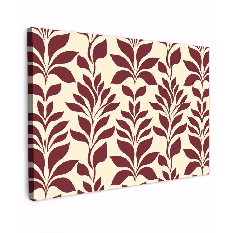 Abstract - Bladeren - Burgundy Tuinposter op houten frame 2 cm dik klein 845 -3d
