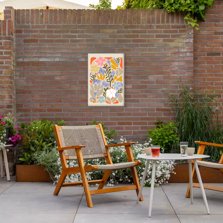 Abstract - Bloemen - Bladeren Tuinposter op houten frame 2 cm dik klein -sfeer3
