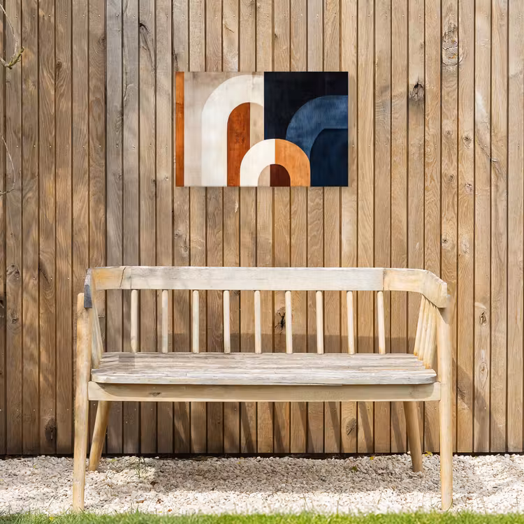 Abstract - Vormen - Donkerblauw Tuinposter op houten frame 2 cm dik klein -sfeer4