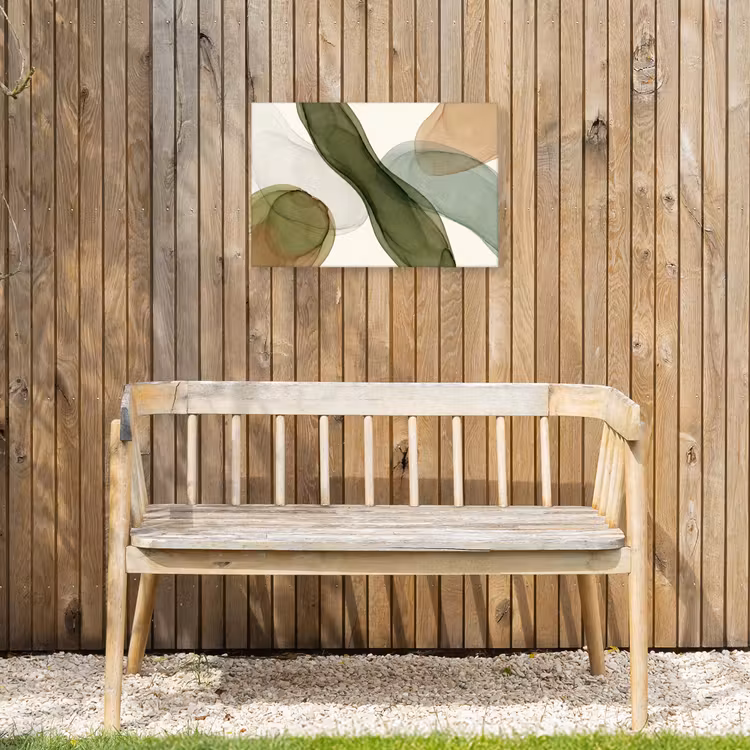 Abstract - Vormen - Modern - Kunst - Groen - Bruin Tuinposter op houten frame 2 cm dik klein -sfeer4