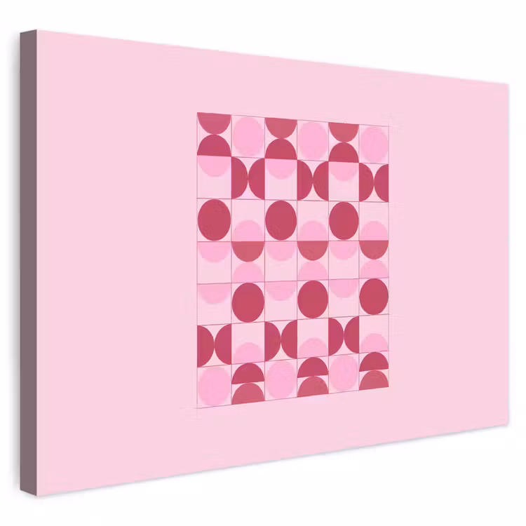Abstract - Geometrisch - Cirkels - Roze - Modern Tuinposter op houten frame 2 cm dik klein -3d