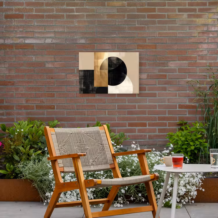 Abstract - Goud - Zwart - Kunst Tuinposter op houten frame 2 cm dik klein -sfeer3