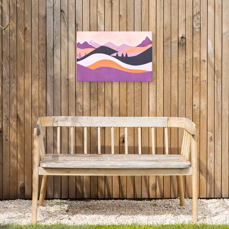 Abstract - Heuvels - Bomen - Groen Tuinposter op houten frame 2 cm dik klein -sfeer4