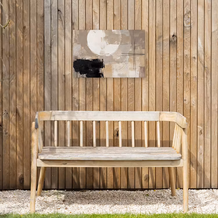 Abstract - Cirkel - Modern - Beige - Zwart - Minimalistisch Tuinposter op houten frame 2 cm dik klein -sfeer4