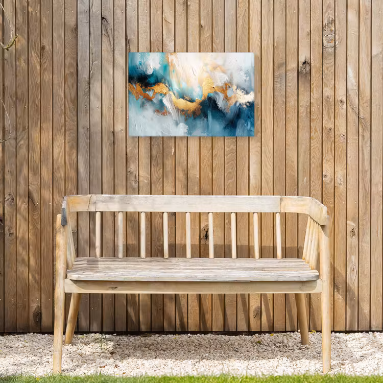 Abstract - Kunst - Gold - Blauw Tuinposter op houten frame 2 cm dik klein -sfeer4