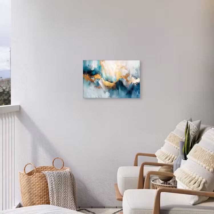 Abstract - Kunst - Gold - Blauw Tuinposter op houten frame 2 cm dik klein -sfeer1