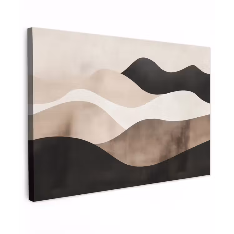 Abstract - Landschap - Golven - Crèmekleur Tuinposter op houten frame 2 cm dik klein -3d