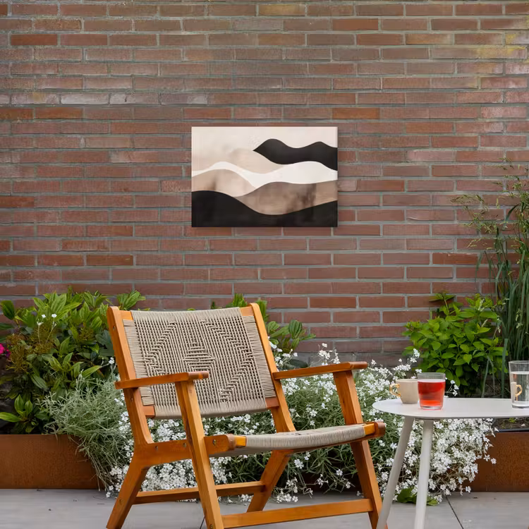 Abstract - Landschap - Golven - Crèmekleur Tuinposter op houten frame 2 cm dik klein -sfeer3