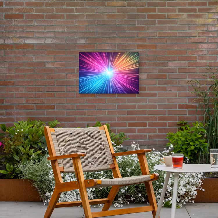 Abstract - Light - Burst - Modern - Colorful Tuinposter op houten frame 2 cm dik klein -sfeer3