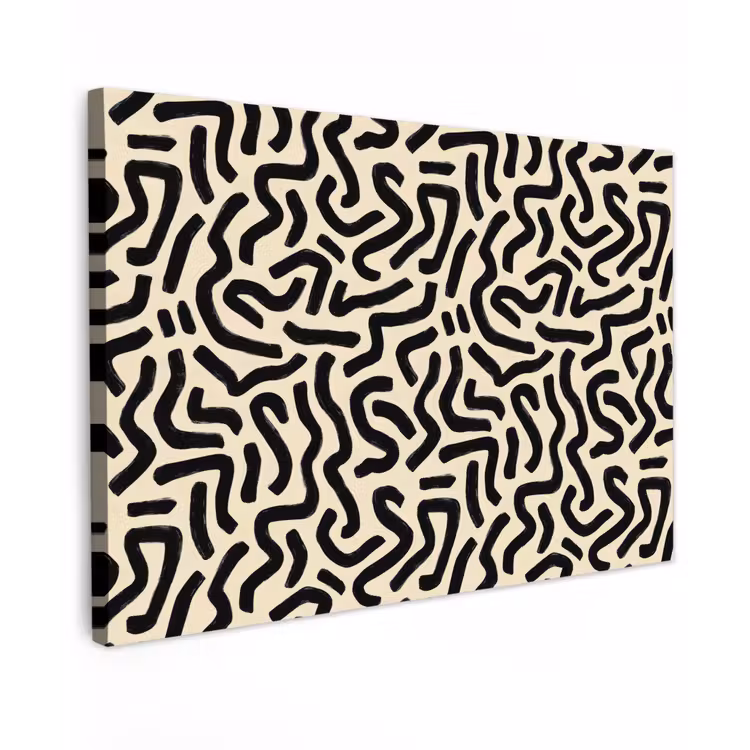 Abstract - Lijnen - Zwart Tuinposter op houten frame 2 cm dik klein 845 -3d