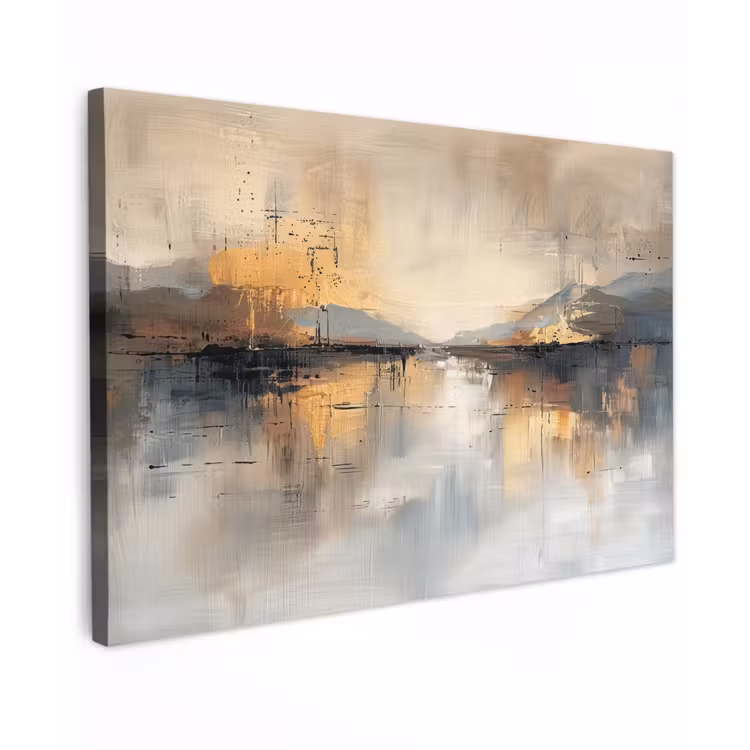 Abstract - Modern - Beige - Aesthetic - Goud Tuinposter op houten frame 2 cm dik klein -3d