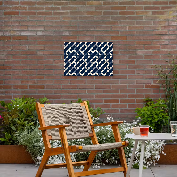 Abstract - Patroon - Blauw Tuinposter op houten frame 2 cm dik klein 845 -sfeer3