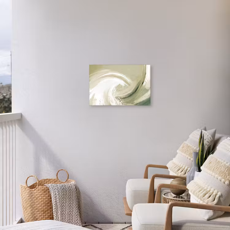 Abstract - Penseelstreken - Golven - Groen Tuinposter op houten frame 2 cm dik klein -sfeer1