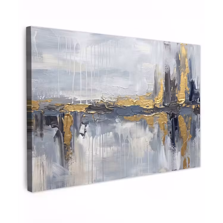 Abstract - Structuur - Goud - Grijs - Modern Tuinposter op houten frame 2 cm dik klein -3d