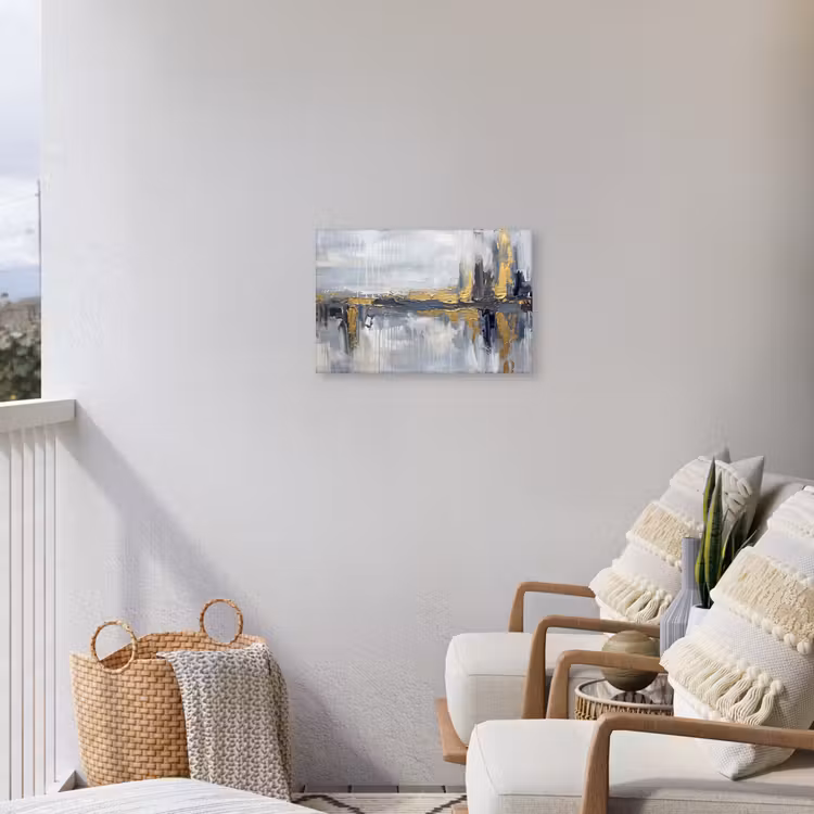 Abstract - Structuur - Goud - Grijs - Modern Tuinposter op houten frame 2 cm dik klein -sfeer1