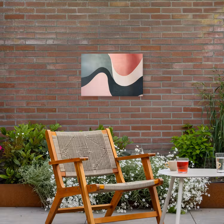 Abstract - Golven - Sierlijk - Roze Tuinposter op houten frame 2 cm dik klein -sfeer3
