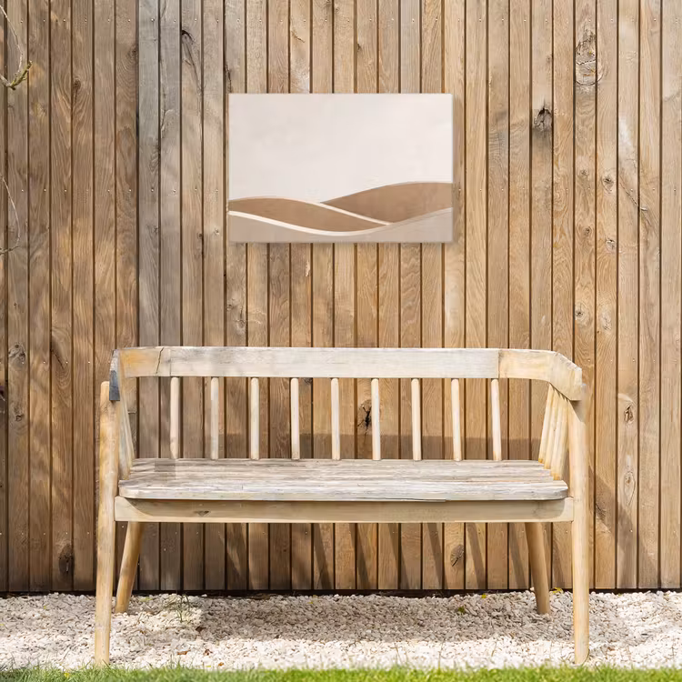Abstract - Golven - Modern - Beige Tuinposter op houten frame 2 cm dik klein -sfeer4
