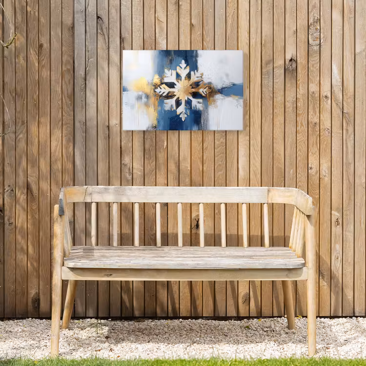 Abstract - Winter - Sneeuwvlok - Sneeuw - Goud Tuinposter op houten frame 2 cm dik klein -sfeer4