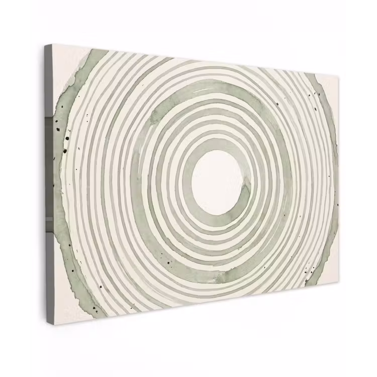Abstractie - Cirkels - Waterverf - Groen - Modern Tuinposter op houten frame 2 cm dik klein -3d