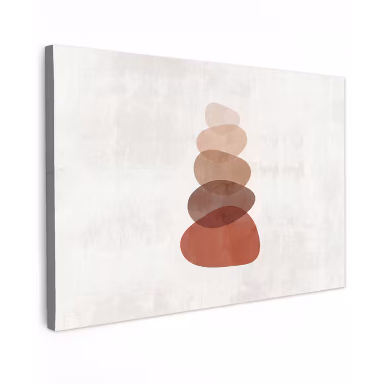 Abstractie - Gestapeld - Balans - Modern - Aardetinten Tuinposter op houten frame 2 cm dik klein -3d