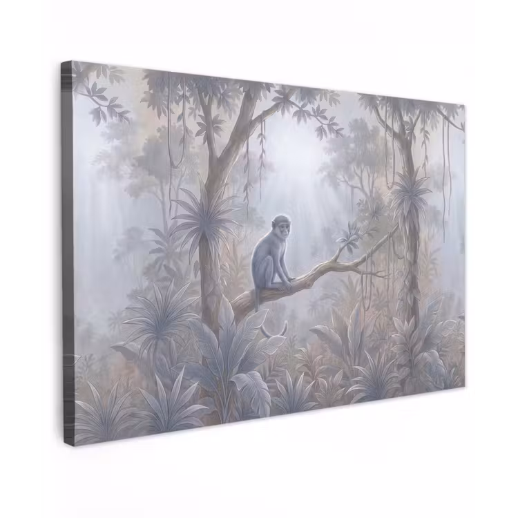 Aap - Boom - Jungle - Natuur - Grijs Tuinposter op houten frame 2 cm dik klein -3d