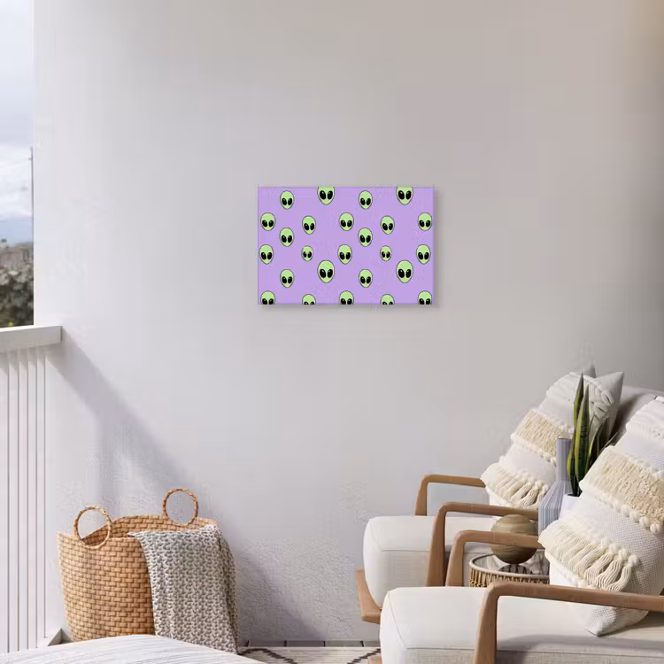 Alien - Retro - Lila Tuinposter op houten frame 2 cm dik klein 845 -sfeer1