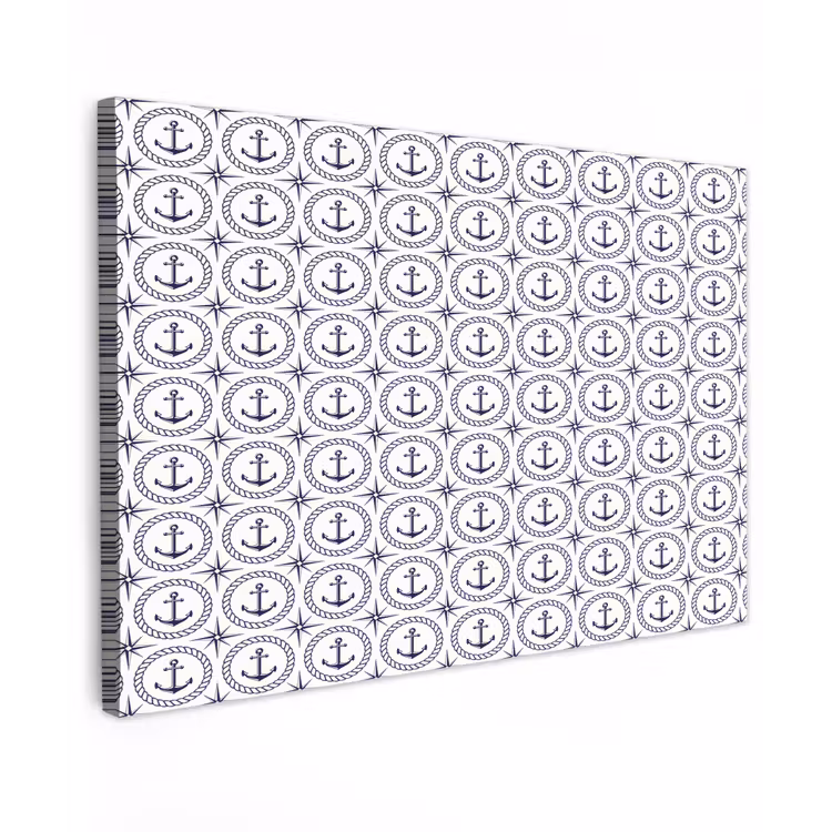 Anker - Haven - Blauw - Wit Tuinposter op houten frame 2 cm dik klein 845 -3d