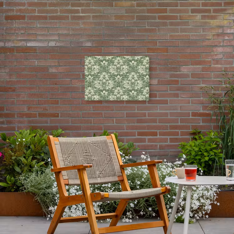 Sierlijk - Lichtgroen - Planten - Patroon - Getailleerd Tuinposter op houten frame 2 cm dik klein 845 -sfeer3