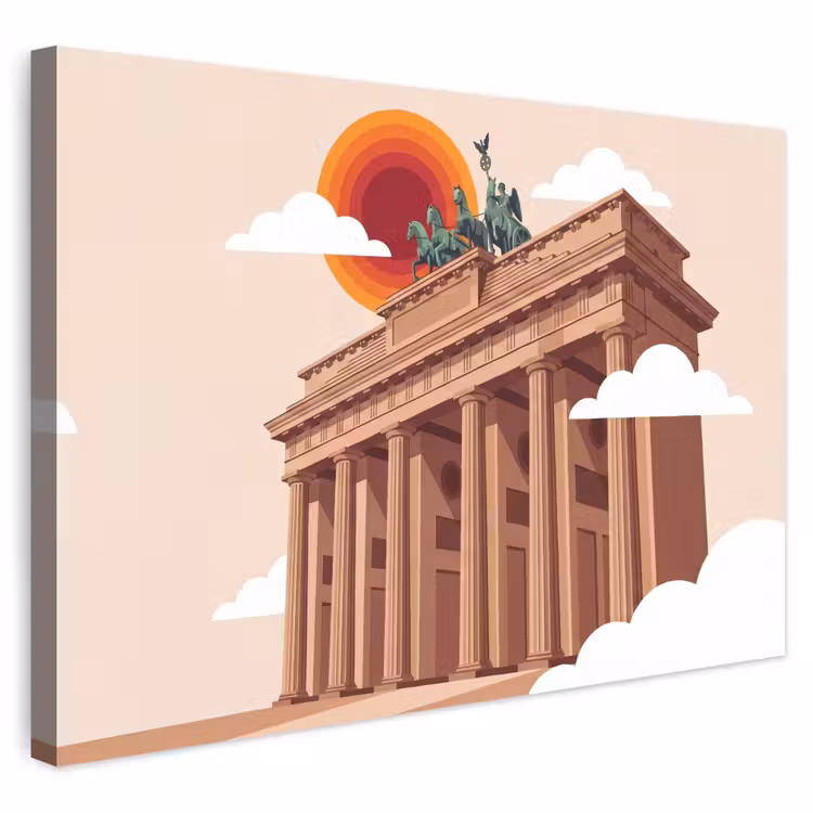 Architectuur - Brandenburg - Berlijn - Zonsondergang - Historisch Tuinposter op houten frame 2 cm dik klein -3d